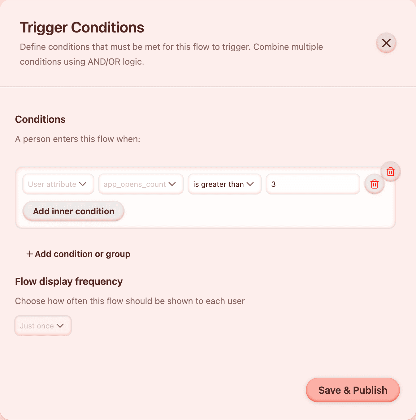 Trigger conditions panel